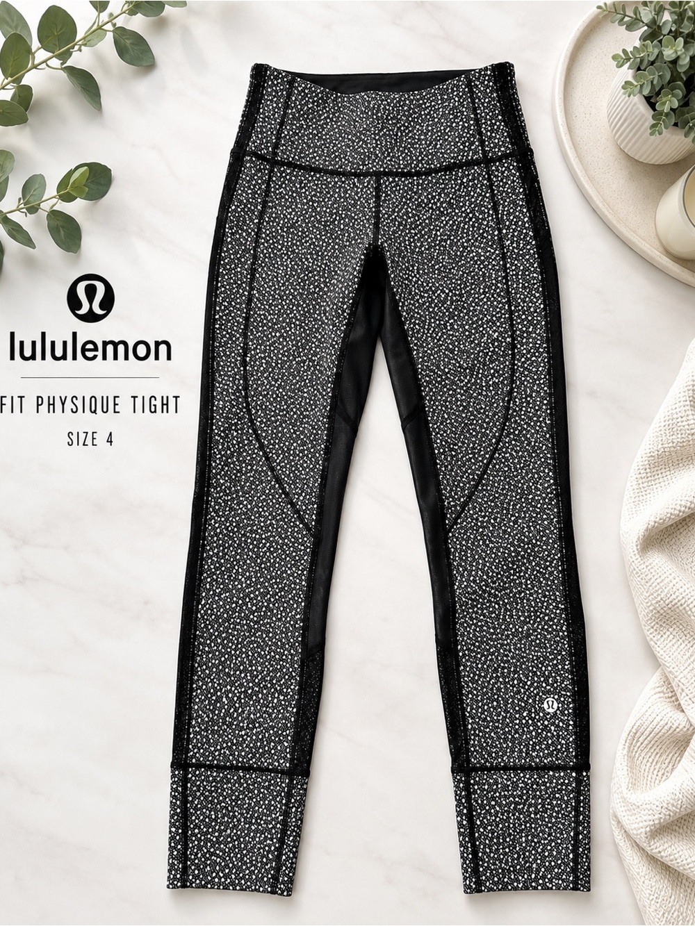 lululemon athletica Black White Speckle Fit Physique Tight